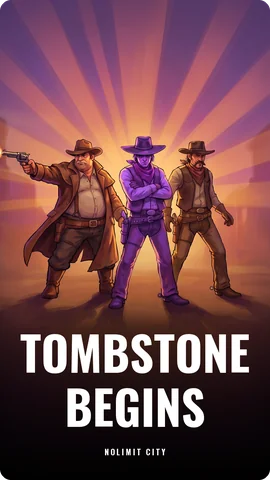 Превью слота Tombstone Begins (Nolimit City), сгенерированное AI, 9:16